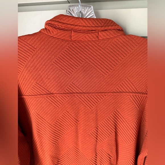 NWT Orange Textured Button-Up Shacket SZ XL; Tonal Geometric Pattern - Picture 9 of 11